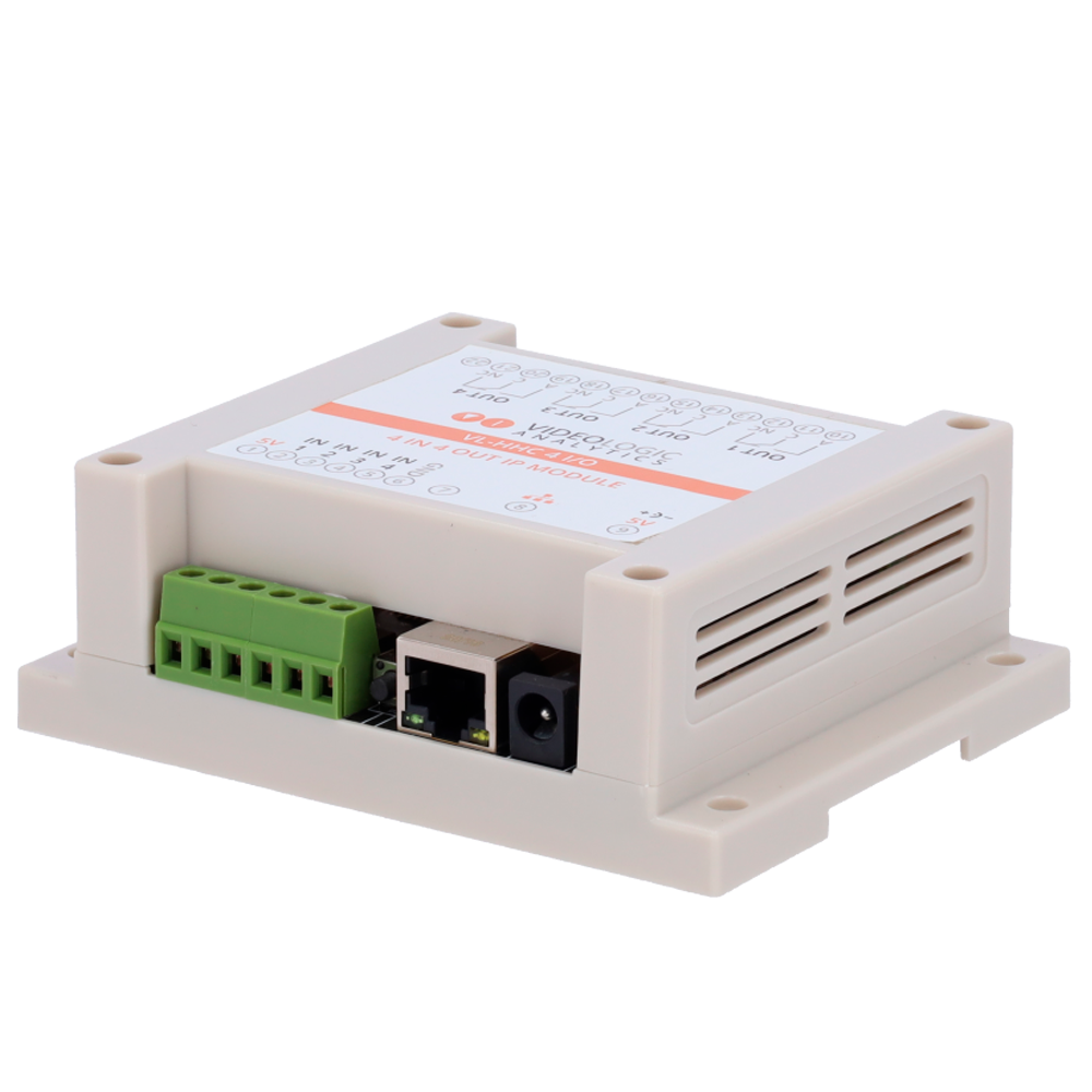 Videologic Módulo de relés IP Videologic 4 entradas digitales + 4 salidas Relé. Incluye alimentador 5V · Ref. VLA-IO4-4R