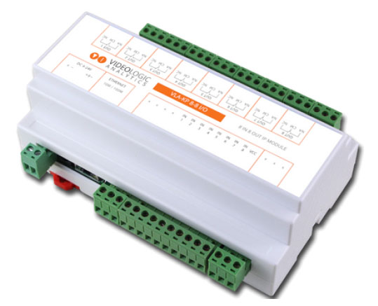 Videologic Módulo de reles IP Videologic 8 Entradas + 8 Salidas. 8 reles Incluye alimentador 5V · Ref. VLA-IO8-8R