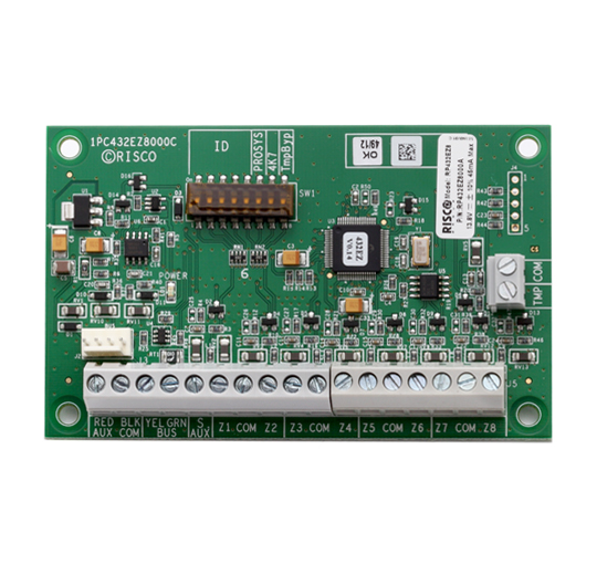 Risco Módulo Expansor de 8 zonas cableadas convencionales Grado 3 para LightSYS+, LightSYS y ProSYS Plus · Ref. RP432EZ8000C