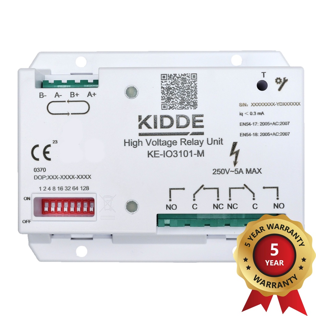 Kidde Módulo relé inteligente direccionable analógico de control de suministro eléctrico alto voltaje con aislador · Ref. KE-IO3101-M