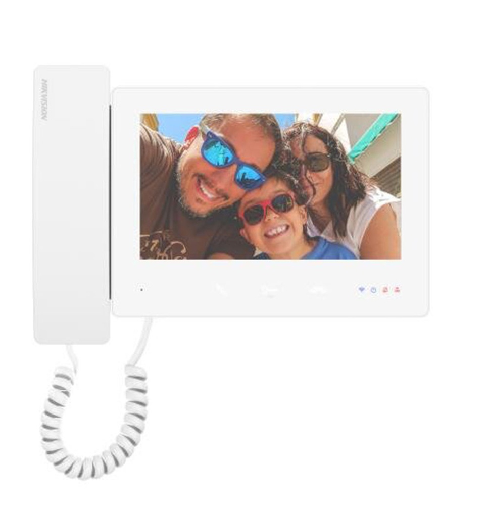 Hikvision Monitor interior para videoportero 2 hilos HD con auricular de mano Wifi Color Blanco · Ref. DS-KH7300EY-WTHE2/White