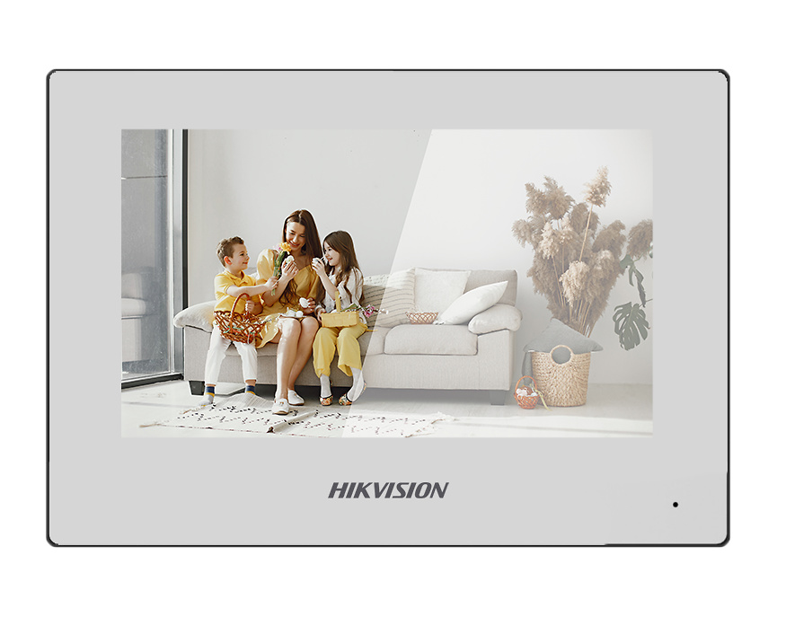 Hikvision Monitor interior Videoportero IP táctil 7" 1024×600 Blanca Wifi 8CH Alarma 2 relé Superficie · Ref. DS-KH6320-WTE1-W