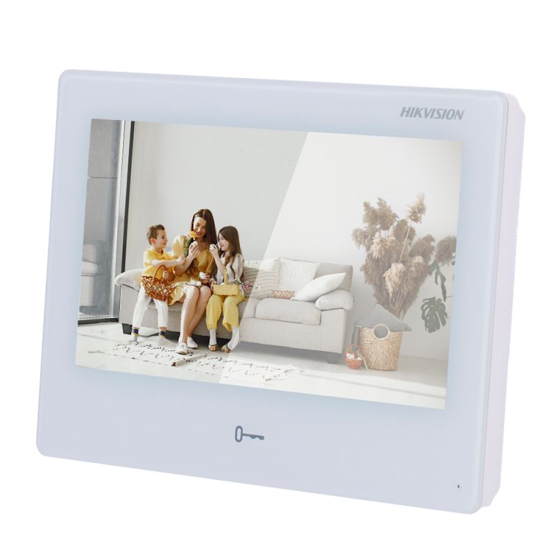 Hikvision Monitor videoportero interior Android WiFi TFT 7" Blanco Audio bidireccional TCP/IP Montaje superficie 8CH Alarma · Ref. DS-KH9310-WTE1(B)
