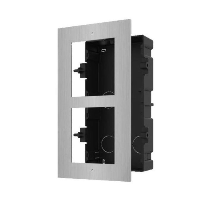 DS-KD-ACF2/S - Panel Frontal y caja de registro 2 módulos videoportero Hikvision. ACERO INOXIDABLE. MONTAJE EMPOTRADO