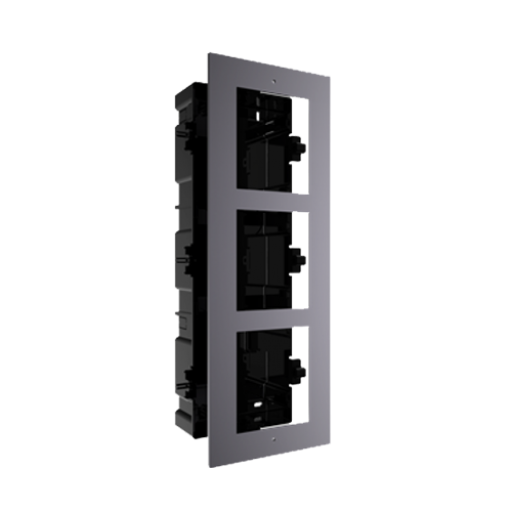 Hikvision Panel frontal y caja de registro encastrada para 3 módulos de videoportero · Ref. DS-KD-ACF3