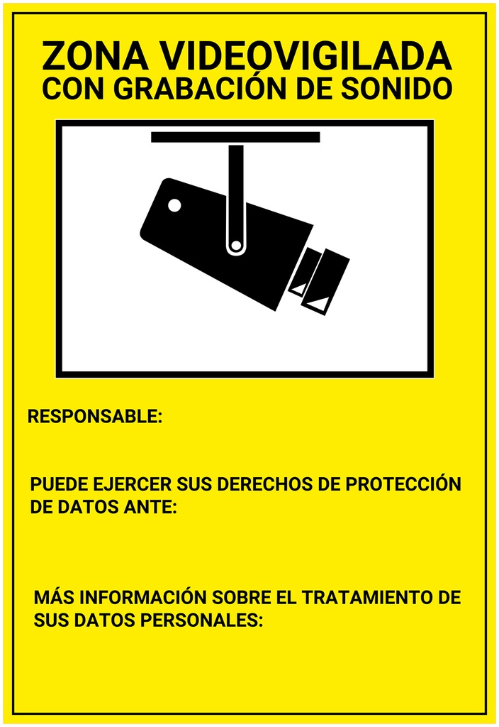 Placa / cartel de Zona Videovigilada con grabación de sonido Español PVC para interior/exterior. Homologado según normativa vigente · Ref. BSC00838