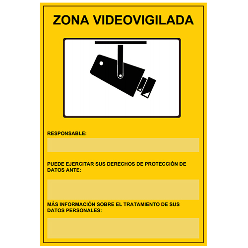 Placa / cartel de Zona Videovigilada Español PVC para interior/exterior. Homologado según normativa vigente · Ref. BSC00837
