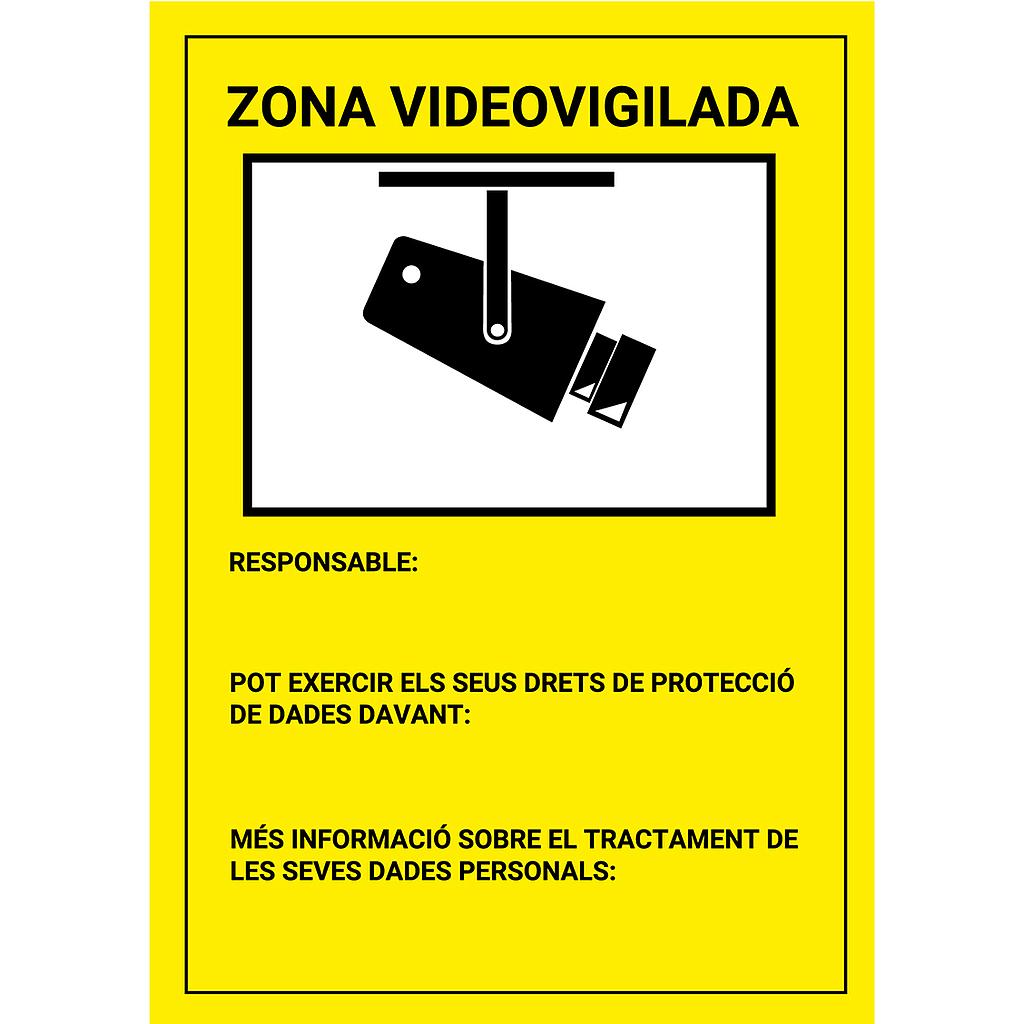 Placa / cartel en Catalán de Zona Videovigilada PVC para interior/exterior. Homologado según normativa vigente · Ref. BSC27087