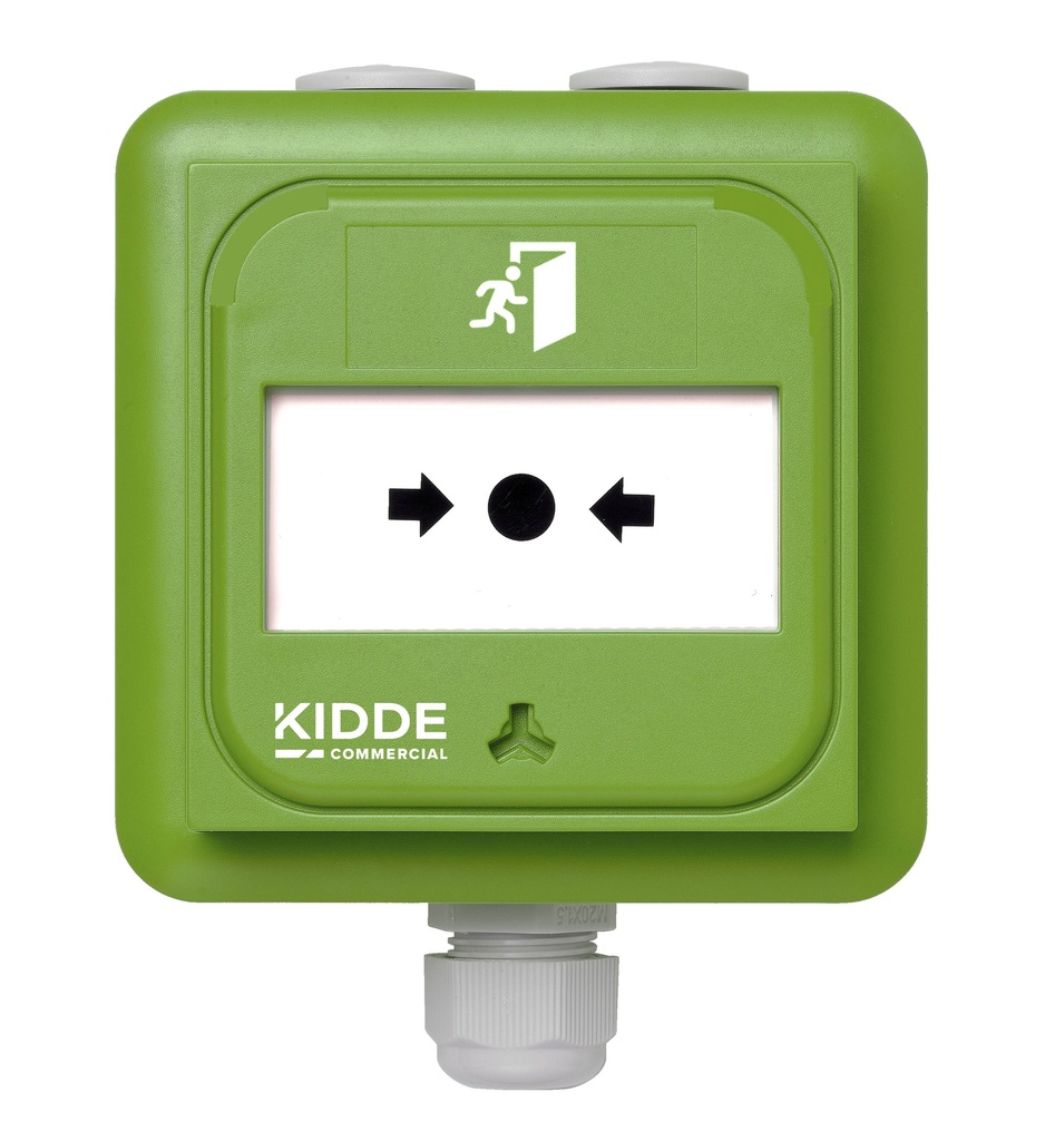 Kidde Pulsador manual inteligente convencional resistente a la intemperie - 0 Ω (Verde) · Ref. NC-MC-IP-0-G