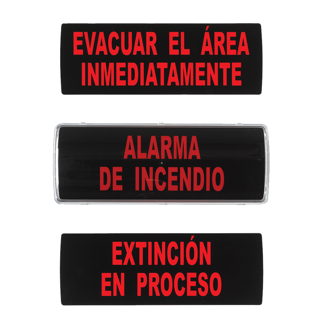 GRP26-09 - Rótulo iluminado Aritech de indicación de evacuación, extinción y alarma con zumbador de 90dB