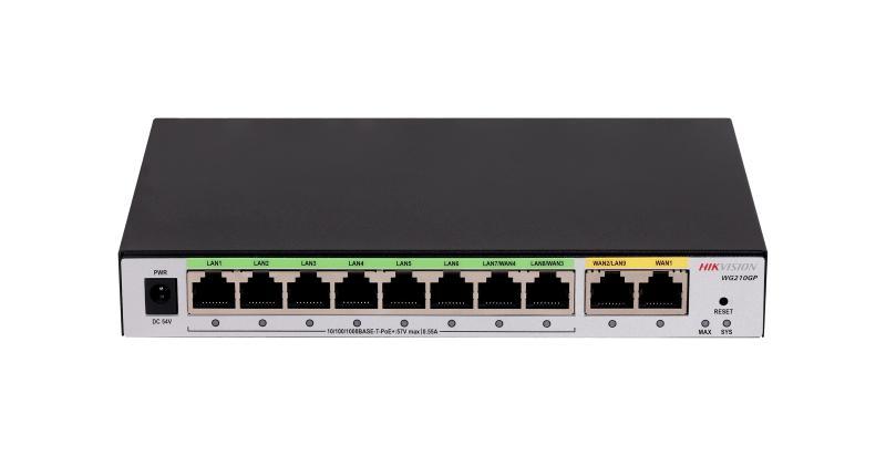 Hikvision Router 10 puertos Gigabit 8 PoE 2 WAN + 2 LAN todo en uno · Ref. DS-3WG210GP-SI