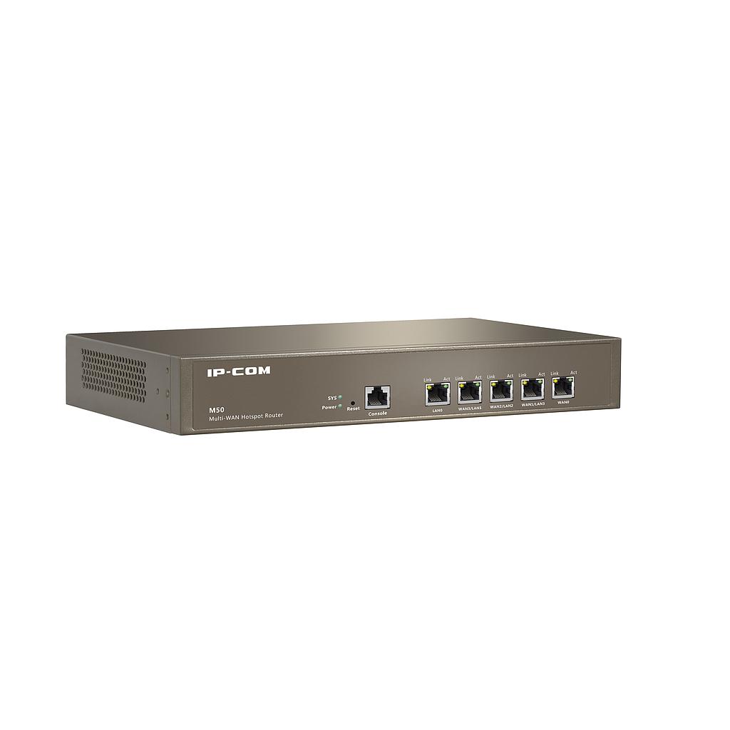 IPCOM Router Profesional 5 puertos Gigabit WAN múltiple PYMES VPN Portal Cautivo · Ref. M50