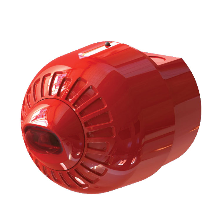 Kidde Sirena con flash Piloto estroboscópico convencional a 24Vcc para pared. Rojo con lente rojo. IP65. Base alta para tubo vista. · Ref. FAW355