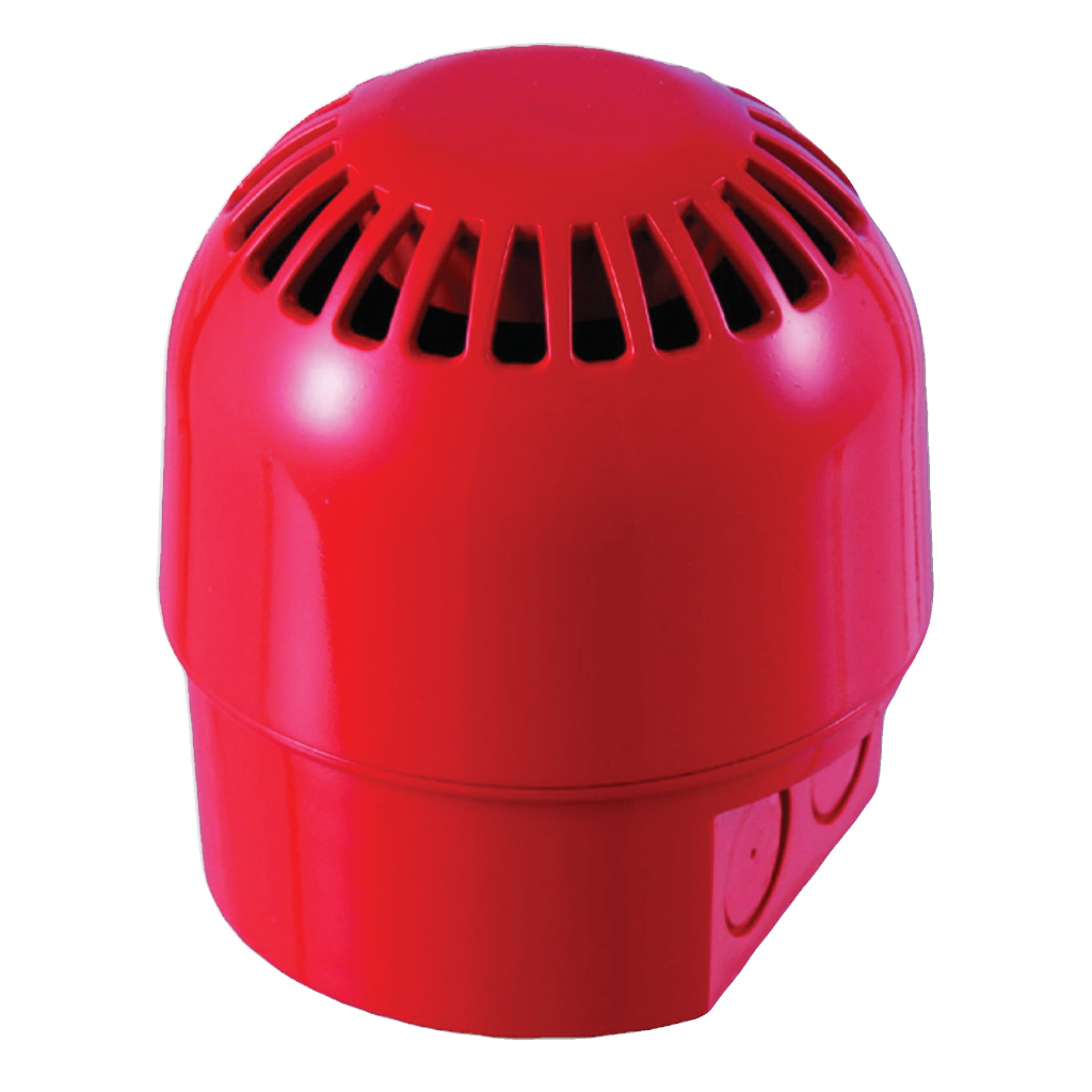 AS364 - Sirena de alarma convencional Aritech policarbonato interior/exterior para tubo visto 32 tonos IP65 24Vcc Roja 94 a 106dB