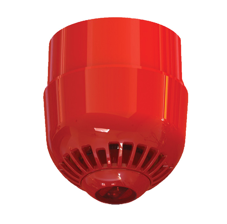 ASC2367 - Sirena óptico-acústica analógica interior con flash rojo. Roja Techo Base perfil alto Aritech