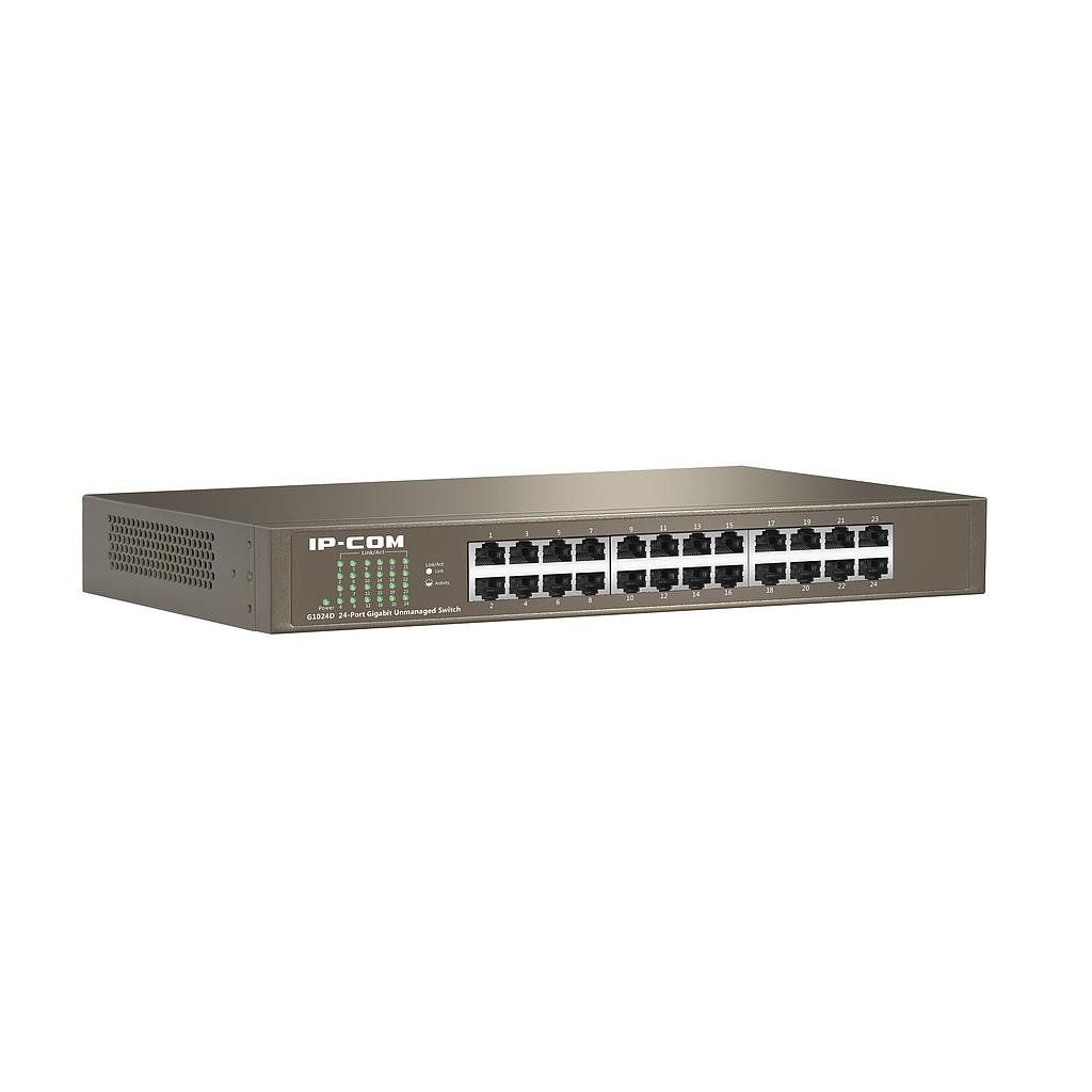 IPCOM Switch 24 puertos no gestionable Gigabit L2 enracable 13" IP-COM · Ref. G1024D