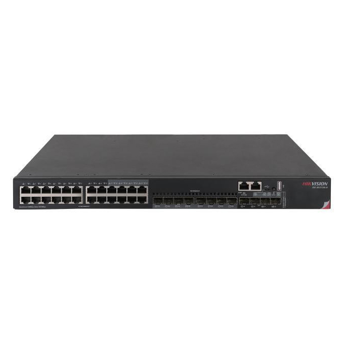 Hikvision Switch 28 puertos (24 Ethernet + 4 SFP) Gigabit Fiber Core · Ref. DS-3E3728F-H