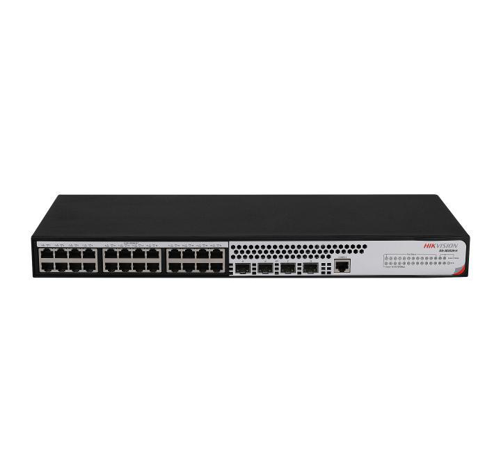 Hikvision Switch 28 puertos Gigabit Gestionado 24×10/100/1000BASE-T ports, 4×1000Base-X SFP ports · Ref. DS-3E2528-H