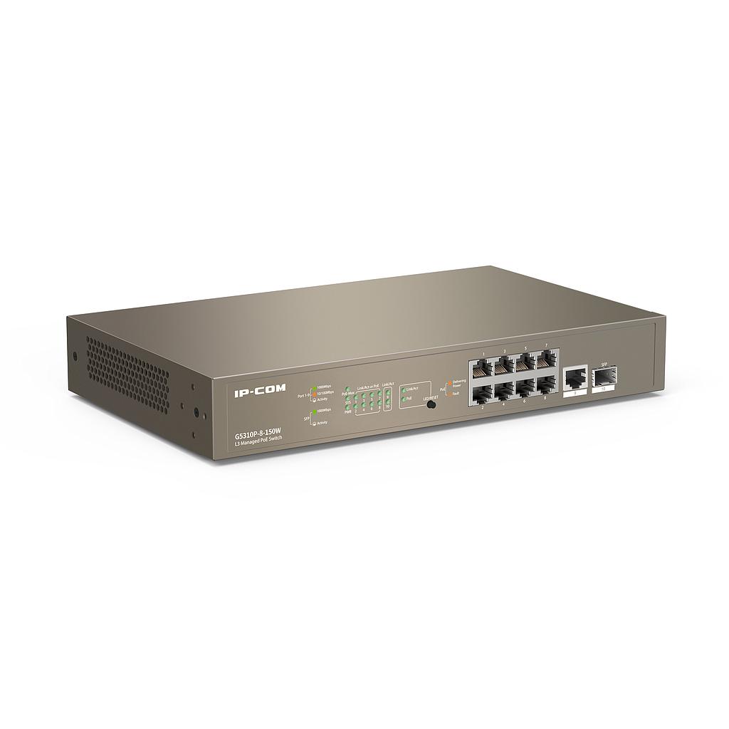 IPCOM Switch Gestionado 10 puertos 9 Gigabit + 1 puerto SFP 8PoE Capa Layer 3 · Ref. G5310P-8-150W