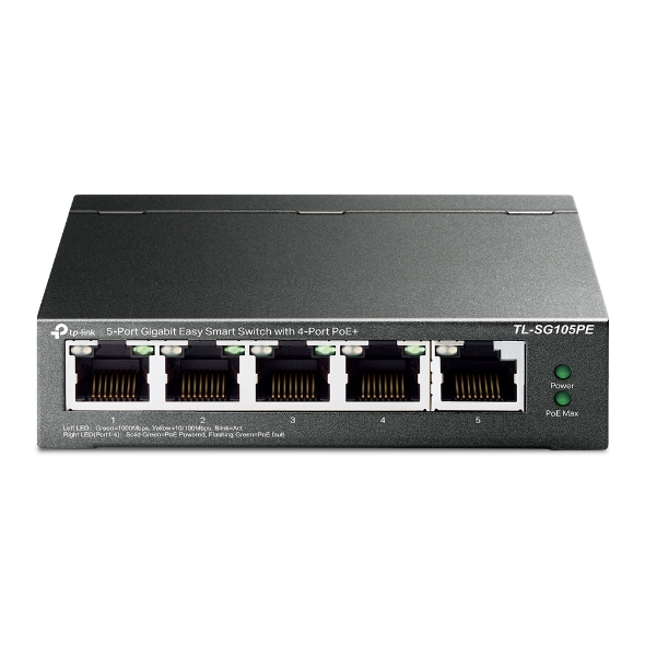 TP-Link Switch Gigabit de 5 puertos y PoE+ Easy Smart No gestionable · Ref. TL-SG105PE