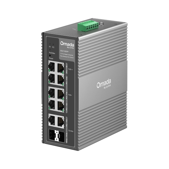 TP-Link Switch Industrial Omada Gestionable 6 puertos PoE+ y 2 puertos PoE++ · Ref. IES210GPP