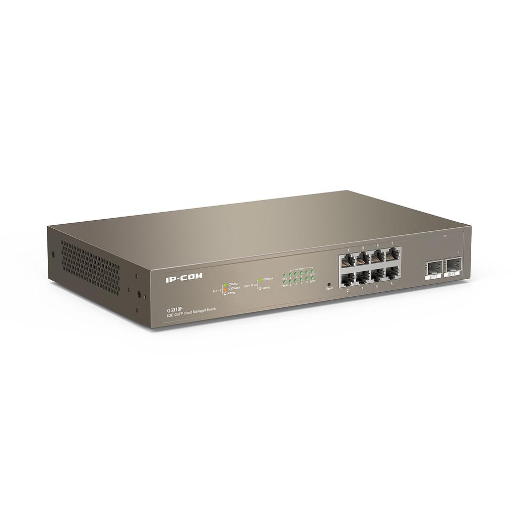 IPCOM Switch inteligente 8 puertos Gigabit + 2 puertos SFP Gestionable Acceso a nube L2 IP-COM · Ref. G3310F