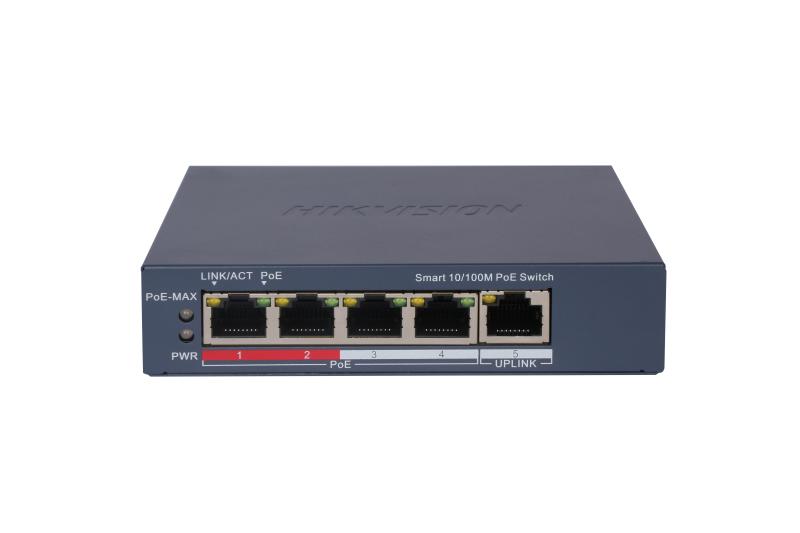 Hikvision Switch inteligente administrado 4 puertos PoE + 1 RJ45 · Ref. DS-3E1105P-EI/MV2
