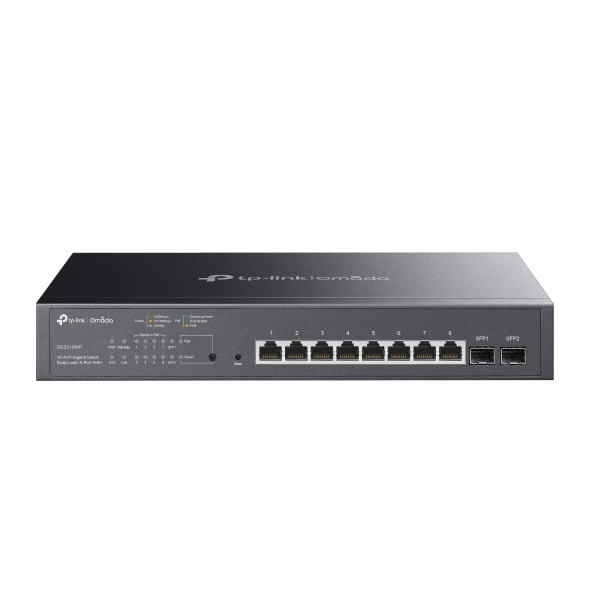 TP-Link Switch Omada inteligente 150W 10 puertos Gigabit 8 puertos PoE+ + 2 puertos SFP · Ref. SG2210MP