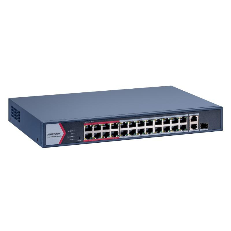 Hikvision Switch PoE 10/100 24 puertos + 1 Gigabit Combo + 1 Gigabit RJ45 · Ref. DS-3E1326P-EI/M