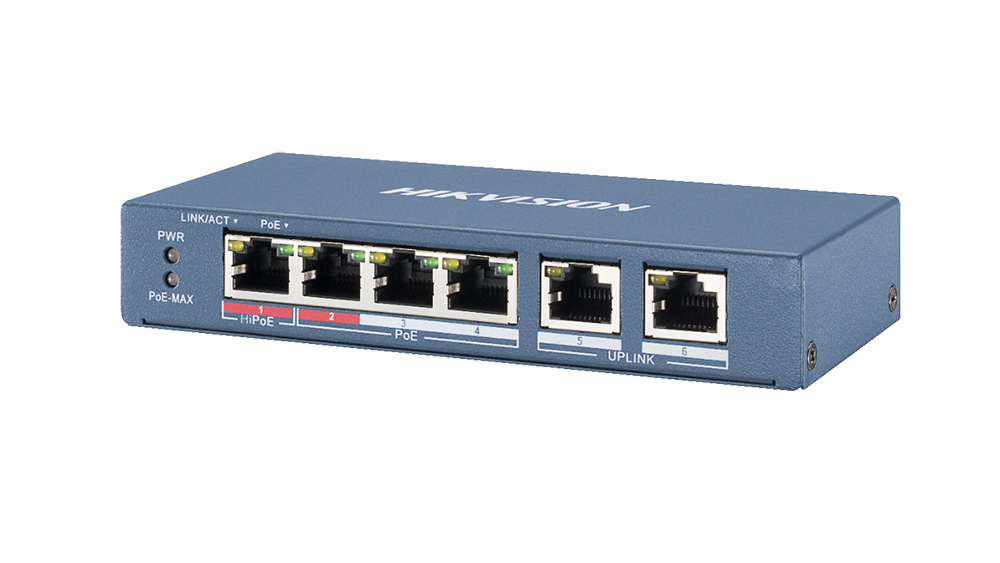 Hikvision Switch POE 4 puertos 100Mbps · Ref. DS-3E0106HP-E