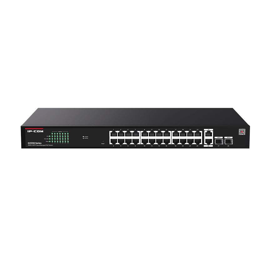 IPCOM Switch PoE gestionado en la nube con 26 puertos GE + 2 SFP · Ref. G2228P-24-410W