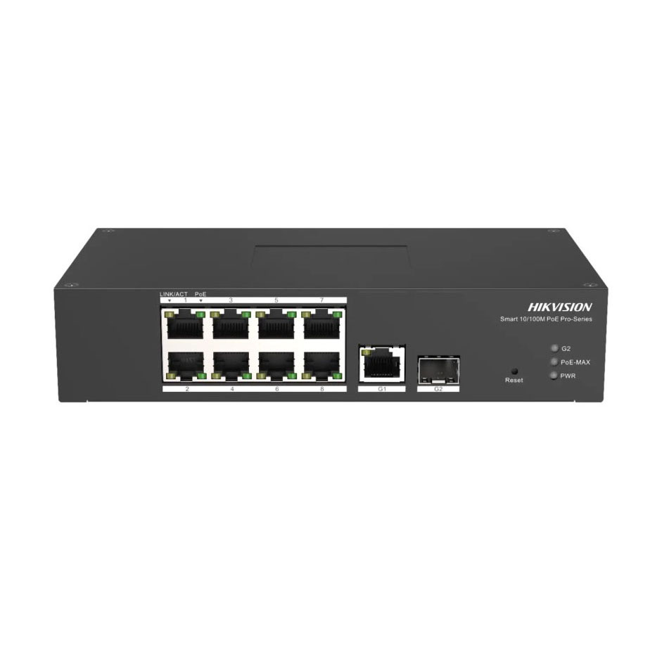 DS-3T1310P-SI/HS - Switch PoE inteligente administrado 8 puertos 10/100 Mbps Hikvision