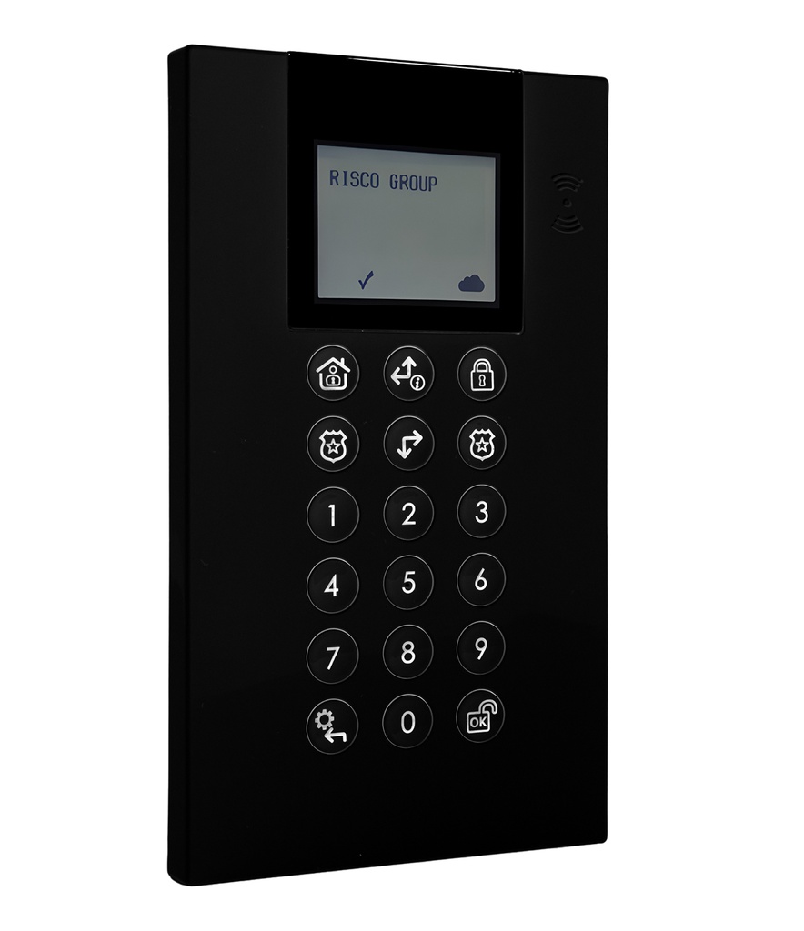 Risco Teclado Panda inalámbrico bidireccional de Grado 2 para LightSYS+/Air con lector de proximidad 13,56MHz para sistemas 868MHz, color negro