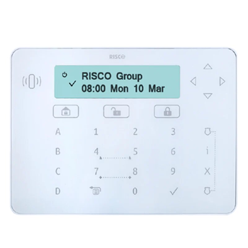 RPKELPWT0GEB - Teclado táctil Elegant blanco ( Sin LOGO RISCO ), para centrales LightSYS Certificado Grado 3