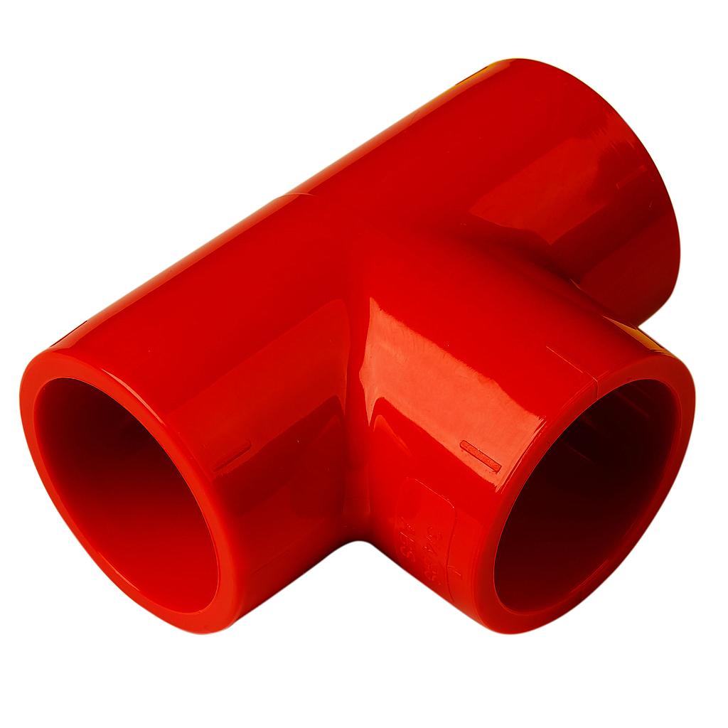 Aritech Union T for 27mm Pipe of suction systems Color Red · Ref. 9-10909