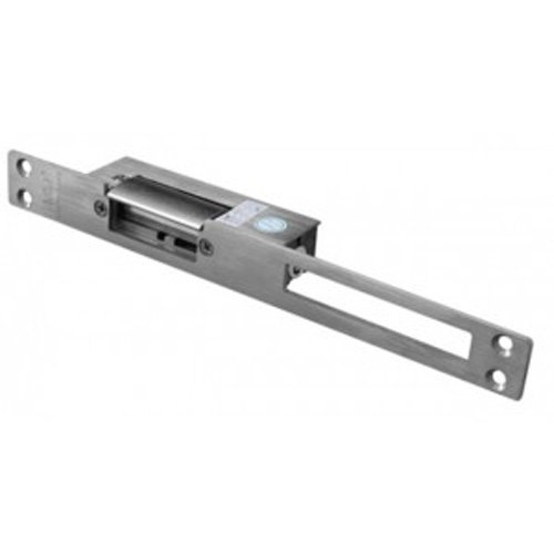 YS-132NC - Abrepuertas eléctrico tipo pestillo eléctrico. Necesita corriente para mantenerse cerrada. Placa de montaje larga. Retención 500kg
