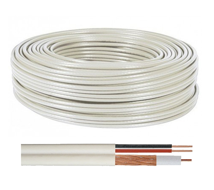 Bobina de Cable Siamés 100m : RG-59 + Alimentación . Diámetro 6mm · Ref. BSC02277