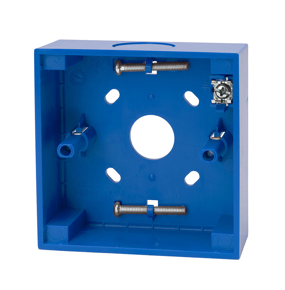 Kidde Caja trasera - Zócalo base para montaje de pulsador manual inteligente. Azul · Ref. N-MC-BB-U