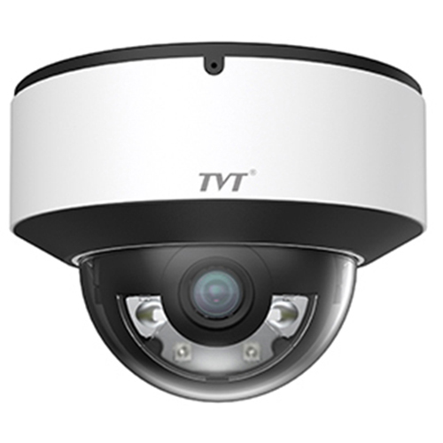 TVT Cámara Domo IP 4MP 2.8mm iluminación dual IK10 IP67 MIC · Ref. TD-9541S4-C(D/PE/AW2)