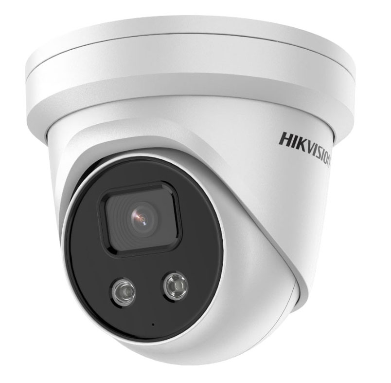 Hikvision Cámara Turret IP 2MP 2.8mm Luz estroboscópica Advertencia sonora AcuSense WDR120 IR40 IP67 E/S Audio-Alarma