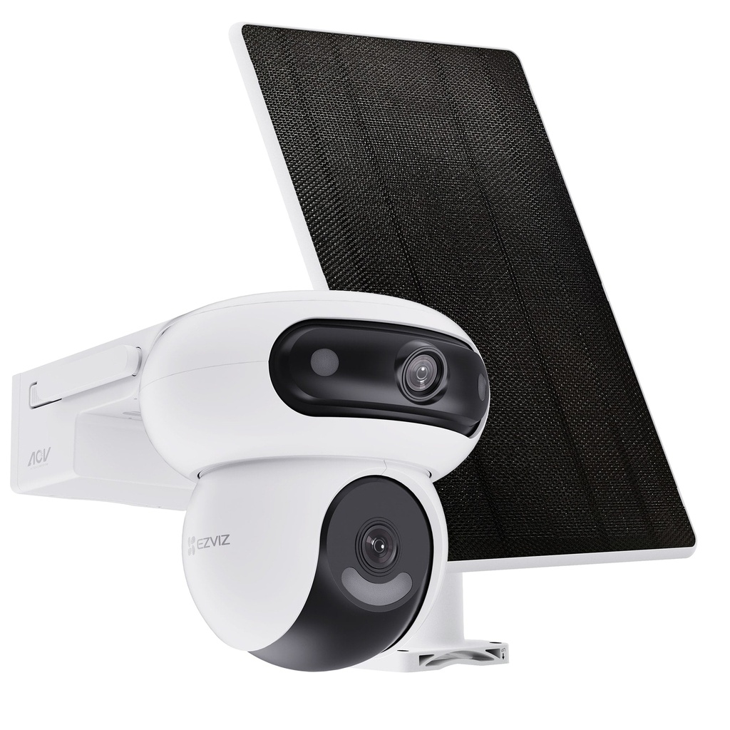 EZVIZ Cámara Wi-Fi de Doble Lente con Grabación 24/7 + Panel Solar de 8W · Ref. HB90 Solar Kit
