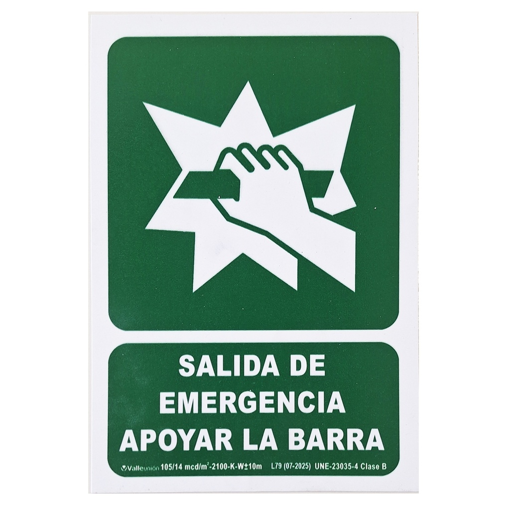 Cartel de Señalización Empujar barra para abrir puerta · Ref. S-537