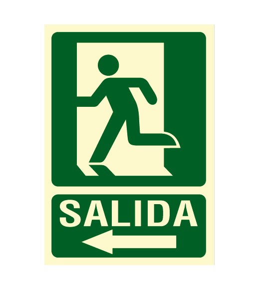 Cartel de Señalización Evacuación salida izquierda · Ref. BSCEV403