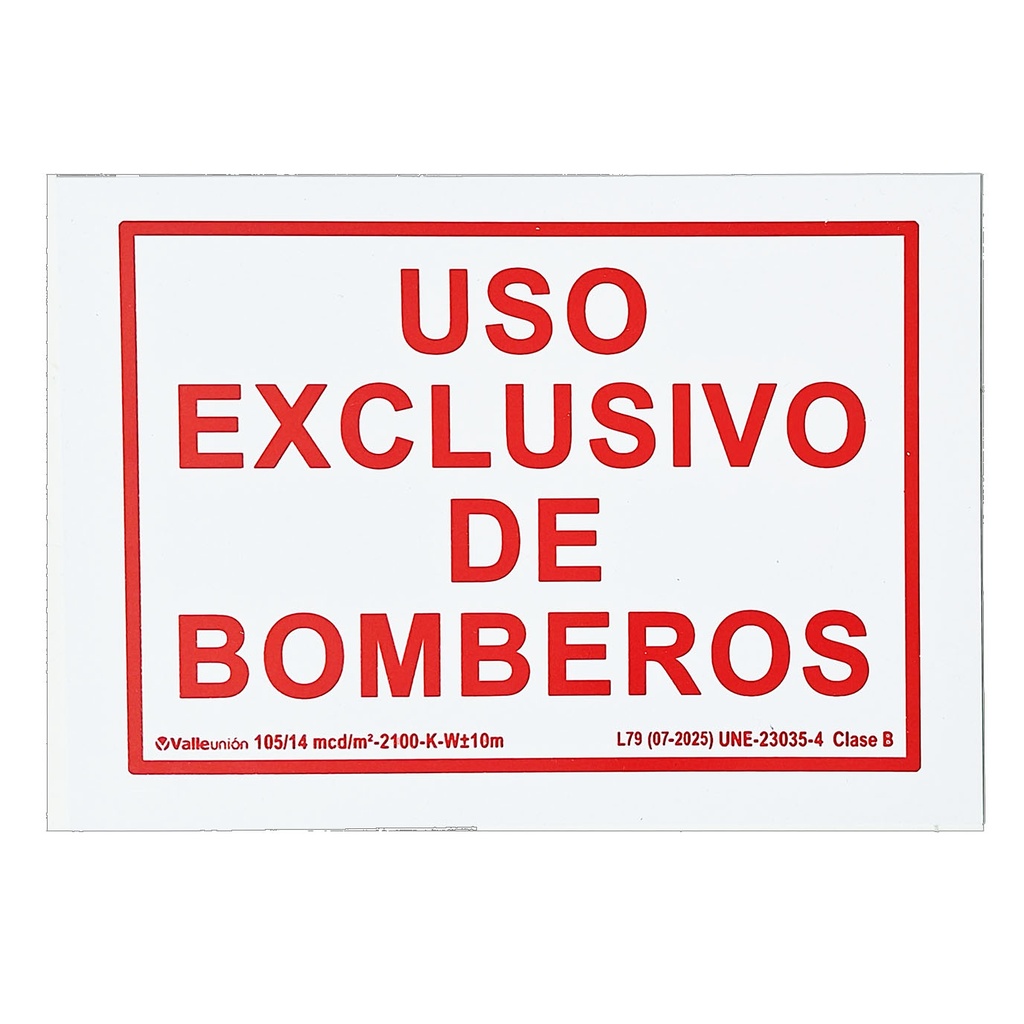 Cartel de Señalización Uso Exclusivo bomberos · Ref. P-195