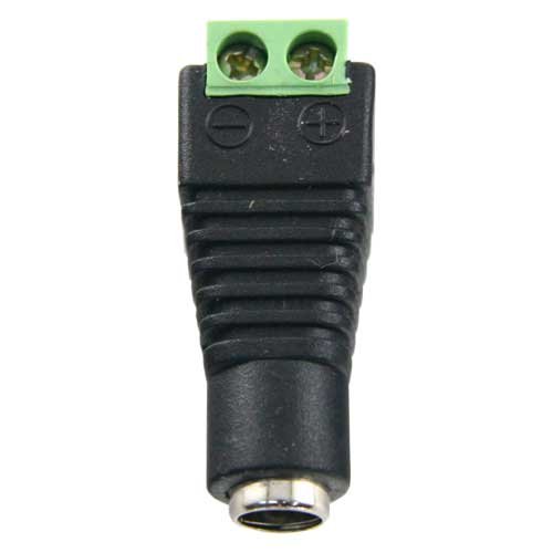 Conector DC hembra estándar con salida +/- de 2 terminales para alimentación · Ref. BSC00943