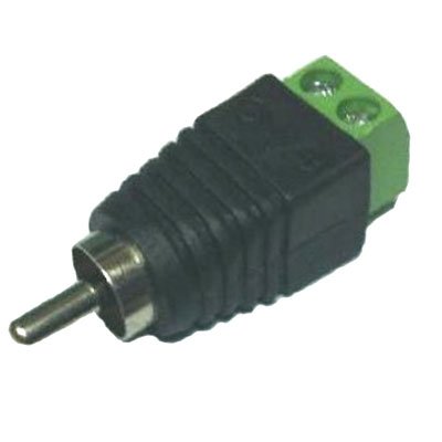 Conector DC macho RCA con salidas +/- de 2 terminales · Ref. BSC01337