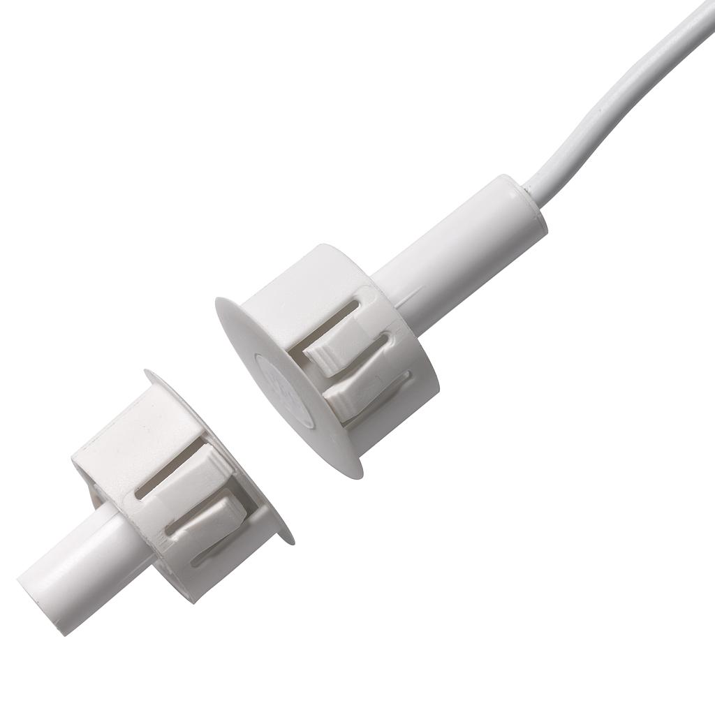 Aritech Contacto magnético empotrar en puertas metálicas. Apertura operativa máx. 12mm. 2m de cable. Blanco · Ref. DC138