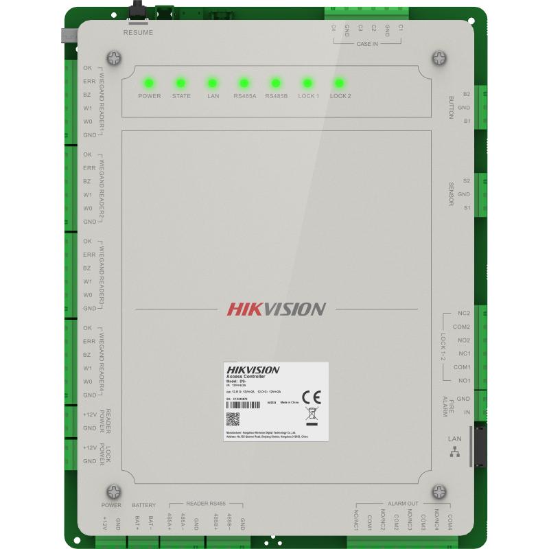 Hikvision Controladora acceso multi-identificación facial, huella, tarjeta, QR o PIN. 2 puertas · Ref. DS-K2622X(P)