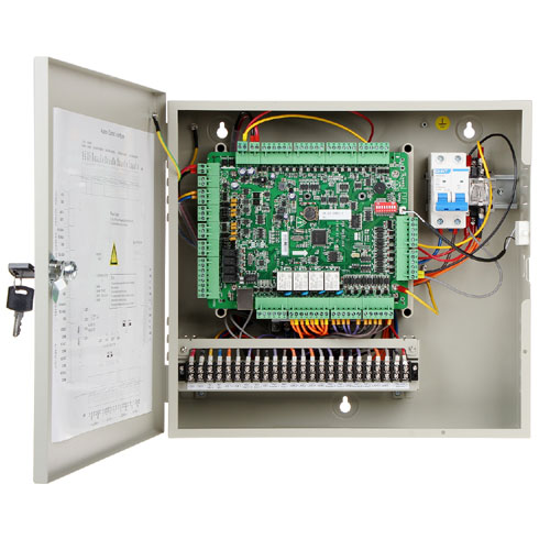 Hikvision Controladora de 4 puertas Hikvision con caja y fuente de alimentación (Wiegand y RS-485) · Ref. DS-K2604T