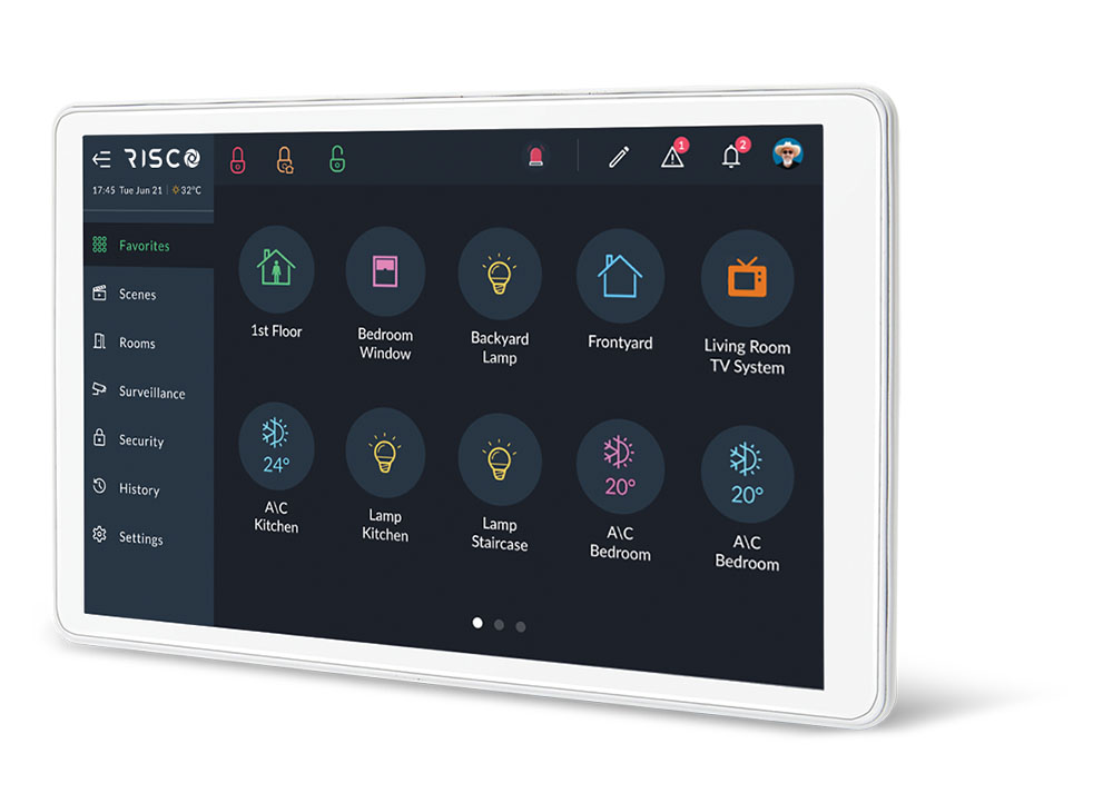 Risco Controlador de Smart Home y alarma RisControl - Teclado pantalla táctil para LightSYS+ RisControl · Ref. RP432KPTZEUA